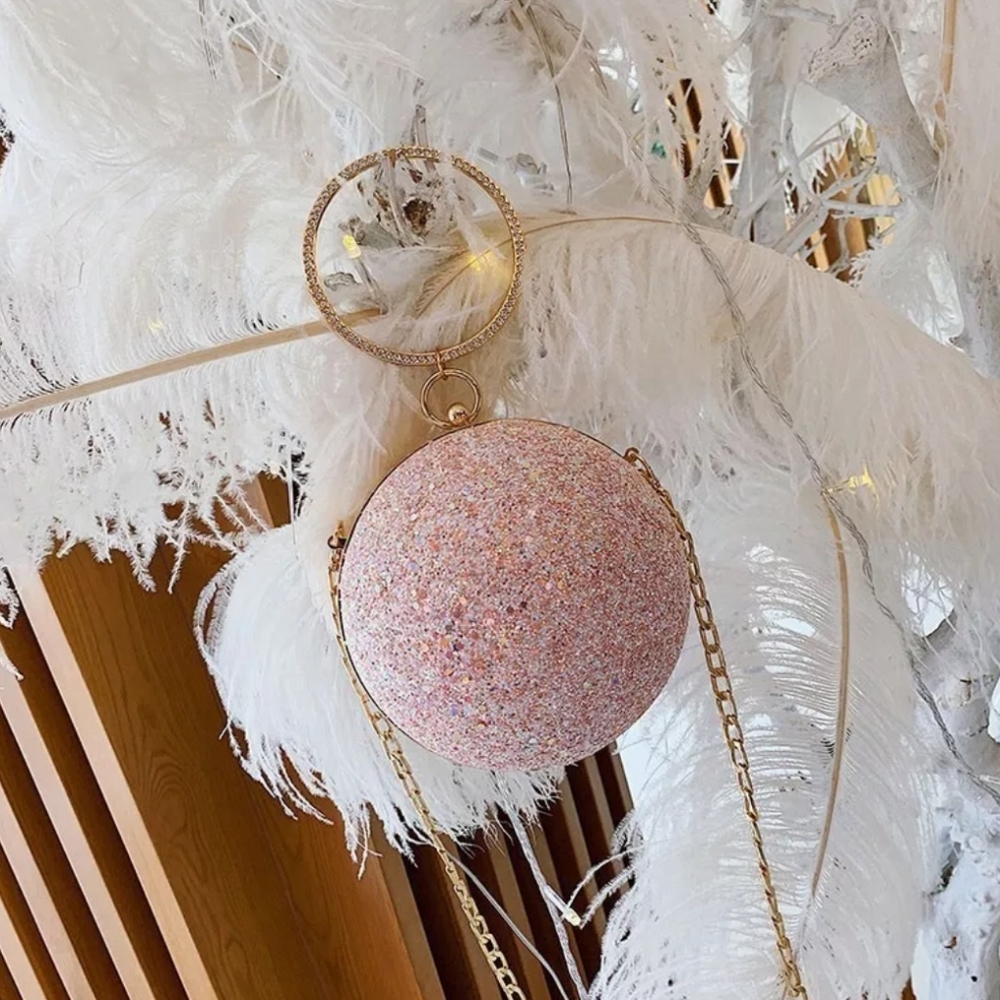 Stunning Pink Evening Bag And Compact Mirror - Picture 2 of 8